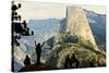 California, Excited Tourist at Yosemite National Park, Yosemite Falls, Half Dome-Bernard Friel-Stretched Canvas