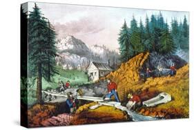 California: Gold Mining-Currier & Ives-Stretched Canvas