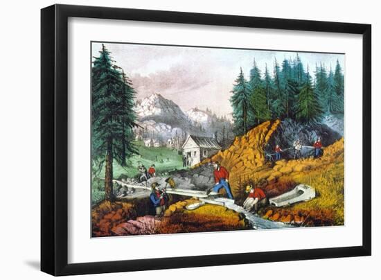 California: Gold Mining-Currier & Ives-Framed Giclee Print