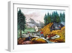 California: Gold Mining-Currier & Ives-Framed Giclee Print