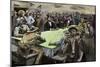 California Gold Rush Miners in a Gambling Saloon Playing Faro-null-Mounted Giclee Print