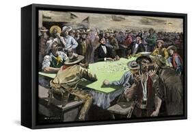 California Gold Rush Miners in a Gambling Saloon Playing Faro-null-Framed Stretched Canvas