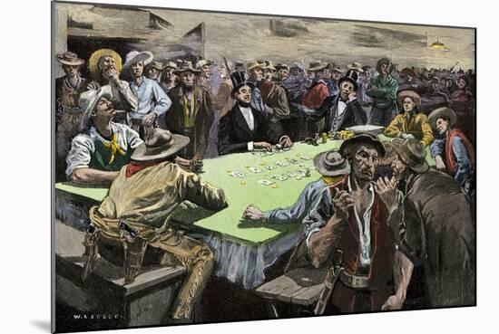 California Gold Rush Miners in a Gambling Saloon Playing Faro-null-Mounted Giclee Print
