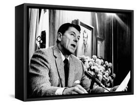 California Gov Ronald Reagan Speaking with Newsmen, Jan 3, 1971-null-Framed Stretched Canvas