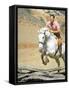 California Governor Candidate Ronald Reagan Riding Horse at Home on Ranch-Bill Ray-Framed Stretched Canvas