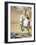 California Governor Candidate Ronald Reagan Riding Horse at Home on Ranch-Bill Ray-Framed Photographic Print