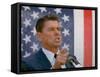 California Gubernatorial Candidate Ronald Reagan Speaking in Front of American Flag Backdrop-Bill Ray-Framed Stretched Canvas
