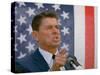 California Gubernatorial Candidate Ronald Reagan Speaking in Front of American Flag Backdrop-Bill Ray-Stretched Canvas