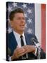 California Gubernatorial Candidate Ronald Reagan Speaking in Front of American Flag Backdrop-Bill Ray-Stretched Canvas