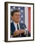 California Gubernatorial Candidate Ronald Reagan Speaking in Front of American Flag Backdrop-Bill Ray-Framed Premium Photographic Print