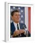 California Gubernatorial Candidate Ronald Reagan Speaking in Front of American Flag Backdrop-Bill Ray-Framed Premium Photographic Print