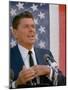 California Gubernatorial Candidate Ronald Reagan Speaking in Front of American Flag Backdrop-Bill Ray-Mounted Premium Photographic Print