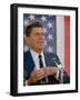 California Gubernatorial Candidate Ronald Reagan Speaking in Front of American Flag Backdrop-Bill Ray-Framed Photographic Print