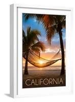 California - Hammock and Sunset-Lantern Press-Framed Art Print