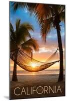 California - Hammock and Sunset-Lantern Press-Mounted Art Print