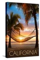 California - Hammock and Sunset-Lantern Press-Stretched Canvas