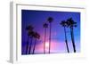 California High Palm Trees Purple Sunset Sky Silhouette Background USA-holbox-Framed Photographic Print