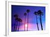 California High Palm Trees Purple Sunset Sky Silhouette Background USA-holbox-Framed Photographic Print