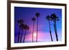 California High Palm Trees Purple Sunset Sky Silhouette Background USA-holbox-Framed Photographic Print