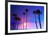 California High Palm Trees Purple Sunset Sky Silhouette Background USA-holbox-Framed Photographic Print