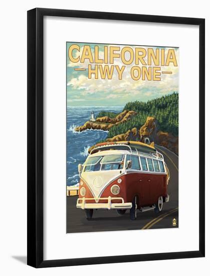 California Highway One Coast Vw Van-null-Framed Poster