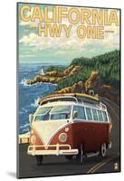 California Highway One Coast Vw Van-null-Mounted Poster