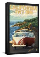 California Highway One Coast Vw Van-null-Framed Poster