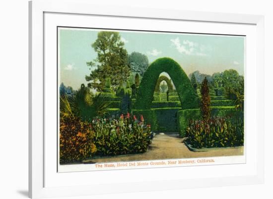 California - Hotel Del Monte View of the Maze Near Monterey-Lantern Press-Framed Premium Giclee Print