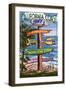 California Hwy 1 - Destination Sign-Lantern Press-Framed Art Print