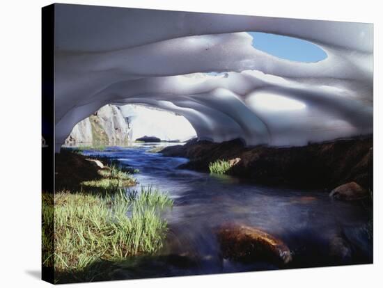 California, Inyo Nf, Twenty Lakes Basin, Stream Through an Ice Cave-Christopher Talbot Frank-Stretched Canvas