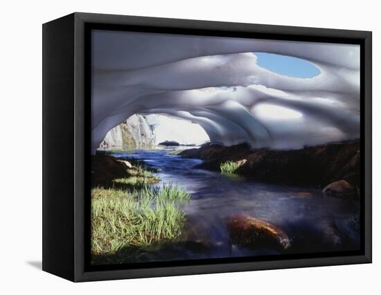 California, Inyo Nf, Twenty Lakes Basin, Stream Through an Ice Cave-Christopher Talbot Frank-Framed Stretched Canvas