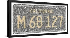 California License Plate Cities Text Art Print Poster-null-Framed Mini Poster