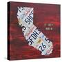 California License Plate Map-Design Turnpike-Stretched Canvas