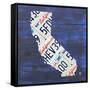 California License Plate Map-Design Turnpike-Framed Stretched Canvas