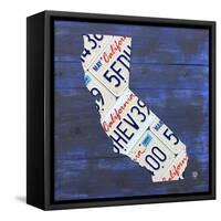 California License Plate Map-Design Turnpike-Framed Stretched Canvas