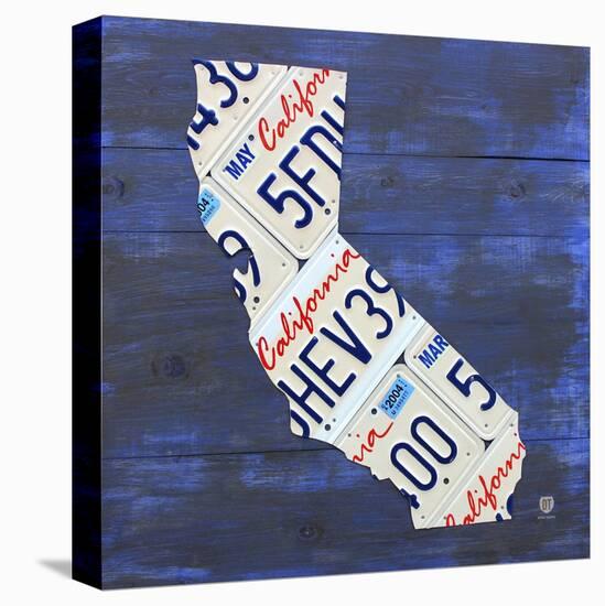 California License Plate Map-Design Turnpike-Stretched Canvas