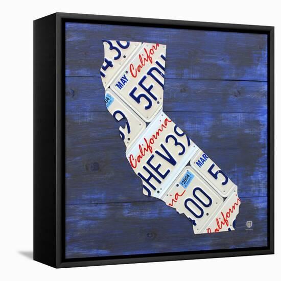 California License Plate Map-Design Turnpike-Framed Stretched Canvas