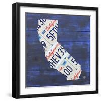 California License Plate Map-Design Turnpike-Framed Premium Giclee Print