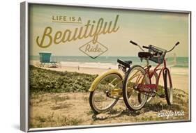 California - Life is a Beautiful Ride - Beach Cruisers-Lantern Press-Framed Art Print