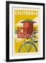 California - Lifeguard Tower Woodblock-Lantern Press-Framed Art Print