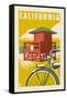 California - Lifeguard Tower Woodblock-Lantern Press-Framed Stretched Canvas