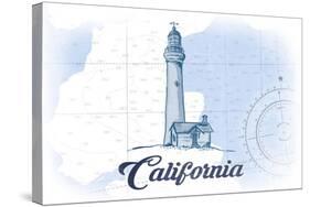 California - Lighthouse - Blue - Coastal Icon-Lantern Press-Stretched Canvas