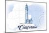 California - Lighthouse - Blue - Coastal Icon-Lantern Press-Mounted Art Print