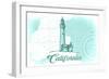 California - Lighthouse - Teal - Coastal Icon-Lantern Press-Framed Art Print