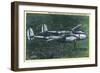 California - Lockheed Lightning Interceptor P-38 in Flight-Lantern Press-Framed Art Print