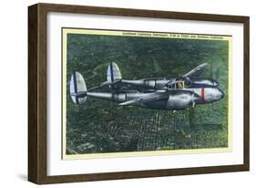 California - Lockheed Lightning Interceptor P-38 in Flight-Lantern Press-Framed Art Print