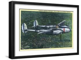 California - Lockheed Lightning Interceptor P-38 in Flight-Lantern Press-Framed Art Print