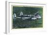 California - Lockheed Lightning Interceptor P-38 in Flight-Lantern Press-Framed Art Print