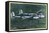 California - Lockheed Lightning Interceptor P-38 in Flight-Lantern Press-Framed Stretched Canvas