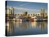 California, Long Beach, Shoreline Village, Marina and City View, USA-Walter Bibikow-Stretched Canvas